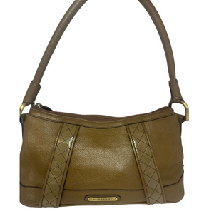 #225 Burberry Vintage Brown Leather Shoulder Bag w/ Nova Check Lining